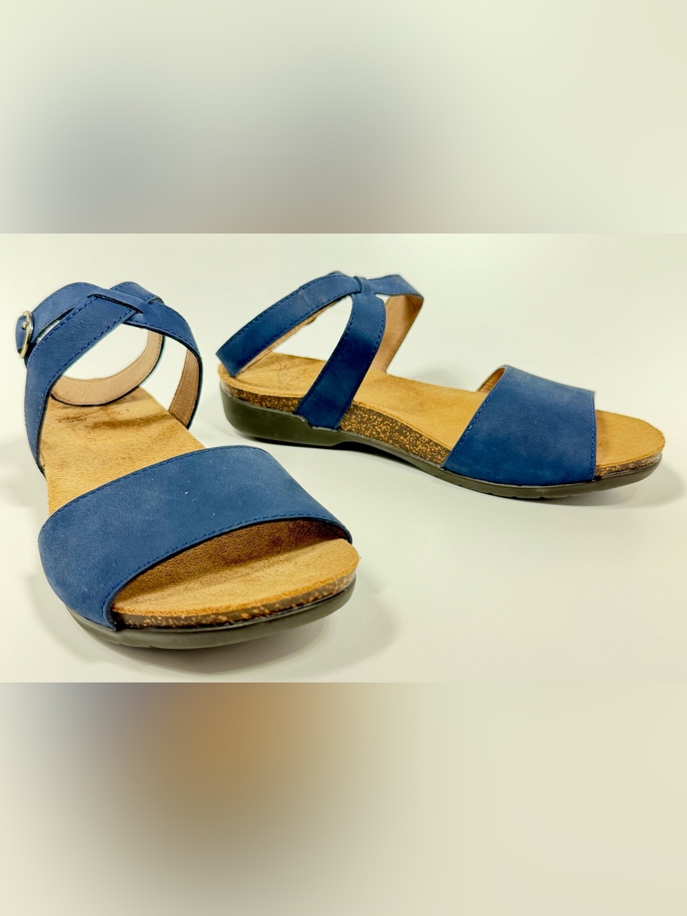 Dansko Navy Blue Leather Ankle Strap Sandals Size 36